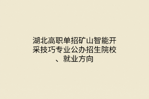 湖北高職單招礦山智能開采技巧專業(yè)公辦招生院校、就業(yè)方向