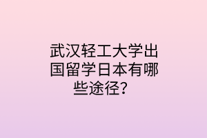 武漢輕工大學(xué)出國留學(xué)日本有哪些途徑？