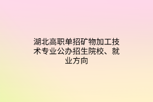 湖北高職單招礦物加工技術(shù)專業(yè)公辦招生院校、就業(yè)方向