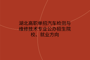 湖北高職單招汽車檢測與維修技術專業(yè)公辦招生院校、就業(yè)方向