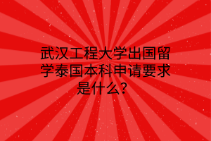 武漢工程大學(xué)出國留學(xué)泰國本科申請要求是什么？