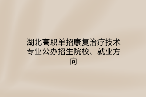 湖北高職單招康復(fù)治療技術(shù)專業(yè)公辦招生院校、就業(yè)方向