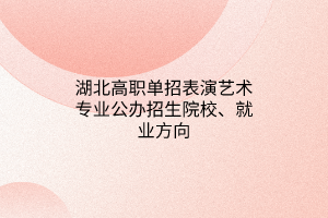 湖北高職單招表演藝術專業(yè)公辦招生院校、就業(yè)方向