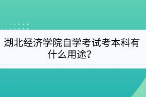 湖北經(jīng)濟(jì)學(xué)院自學(xué)考試考本科有什么用途？