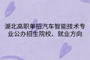 湖北高職單招汽車智能技術(shù)專業(yè)公辦招生院校、就業(yè)方向