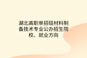 湖北高職單招硅材料制備技術(shù)專業(yè)公辦招生院校、就業(yè)方向