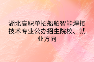 湖北高職單招船舶智能焊接技術(shù)專(zhuān)業(yè)