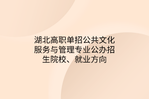 湖北高職單招公共文化服務與管理專業(yè)公辦招生院校、就業(yè)方向