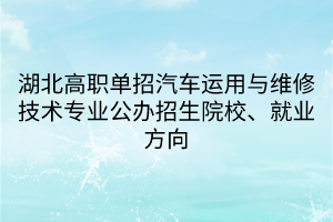 湖北高職單招汽車運用與維修技術(shù)專業(yè)公辦招生院校、就業(yè)方向