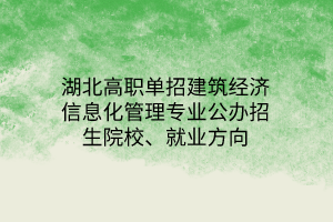 湖北高職單招建筑經(jīng)濟(jì)信息化管理專(zhuān)業(yè)公辦招生院校、就業(yè)方向