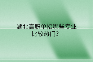 湖北高職單招哪些專業(yè)比較熱門？