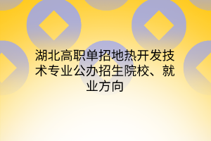 湖北高職單招地?zé)衢_發(fā)技術(shù)專業(yè)公辦招生院校、就業(yè)方向