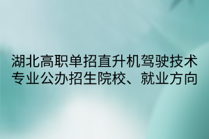 湖北高職單招直升機駕駛技術(shù)專業(yè)公辦招生院校、就業(yè)方向