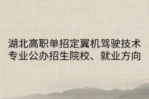 湖北高職單招定翼機駕駛技術(shù)專業(yè)公辦招生院校、就業(yè)方向（1）
