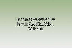 湖北高職單招播音與主持專業(yè)公辦招生院校、就業(yè)方向