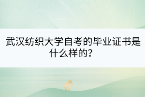 武漢紡織大學(xué)自考的畢業(yè)證書(shū)是什么樣的？