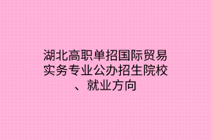 湖北高職單招國際貿(mào)易實務專業(yè)公辦招生院校、就業(yè)方向