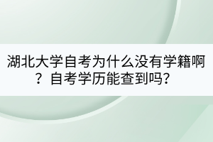 湖北大學(xué)自考為什么沒(méi)有學(xué)籍啊？自考學(xué)歷能查到嗎？