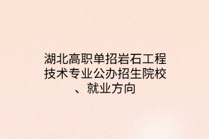 湖北高職單招巖石工程技術(shù)專業(yè)公辦招生院校、就業(yè)方向