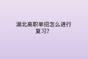 湖北高職單招怎么進(jìn)行復(fù)習(xí)？