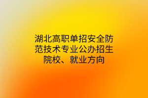 湖北高職單招安全防范技術(shù)專業(yè)公辦招生院校、就業(yè)方向