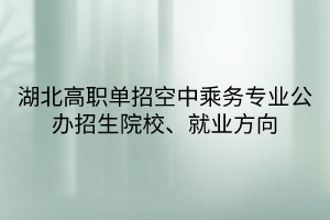 湖北高職單招空中乘務(wù)專業(yè)公辦招生院校、就業(yè)方向