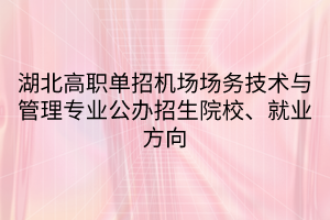 湖北高職單招機(jī)場(chǎng)場(chǎng)務(wù)技術(shù)與管理專(zhuān)業(yè)公辦招生院校、就業(yè)方向