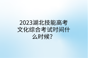 2023湖北技能高考文化綜合考試時間什么時候？
