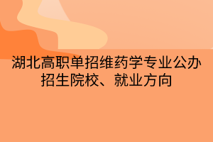 湖北高職單招維藥學專業(yè)公辦招生院校、就業(yè)方向