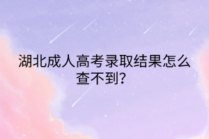 湖北成人高考錄取結(jié)果怎么查不到？