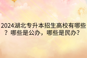 2024湖北專升本招生高校有哪些？哪些是公辦，哪些是民辦？
