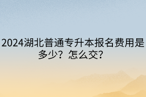 2024湖北普通專升本報(bào)名費(fèi)用是多少？怎么交？