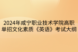 2024年咸寧職業(yè)技術(shù)學院高職單招文化素質(zhì)《英語》考試大綱