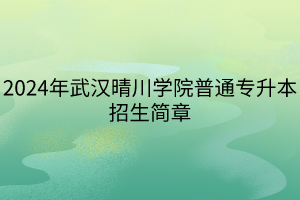 2024年武漢晴川學(xué)院普通專(zhuān)升本招生簡(jiǎn)章(1)