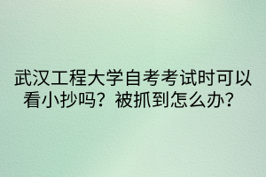 武漢工程大學(xué)自考考試時(shí)可以看小抄嗎？被抓到怎么辦？