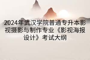 2024年武漢學(xué)院普通專(zhuān)升本影視攝影與制作專(zhuān)業(yè)《影視海報(bào)設(shè)計(jì)》考試大綱(1)