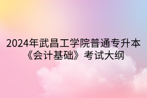 2024年武昌工學(xué)院普通專升本《會計基礎(chǔ)》考試大綱(1)