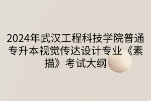 2024年武漢工程科技學(xué)院普通專升本視覺(jué)傳達(dá)設(shè)計(jì)專業(yè)《素描》考試大綱