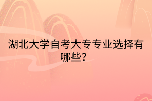 湖北大學(xué)自考大專(zhuān)專(zhuān)業(yè)選擇有哪些？