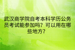 武漢商學(xué)院自考本科學(xué)歷公務(wù)員考試能參加嗎？可以用在哪些地方？