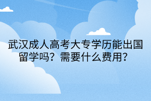 武漢成人高考大專學(xué)歷能出國留學(xué)嗎？需要什么費用？