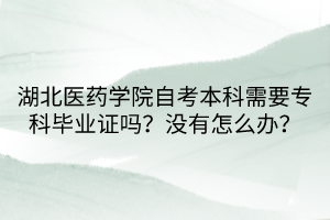 湖北醫(yī)藥學(xué)院自考本科需要?？飘厴I(yè)證嗎？沒有怎么辦？