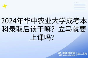 2024年華中農(nóng)業(yè)大學(xué)成考本科錄取后該干嘛？立馬就要上課嗎？
