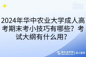 2024年華中農(nóng)業(yè)大學(xué)成人高考期末考小技巧有哪些？考試大綱有什么用？