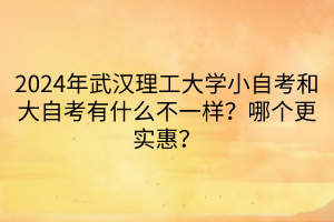 2024年武漢理工大學(xué)小自考和大自考有什么不一樣？哪個(gè)更實(shí)惠？