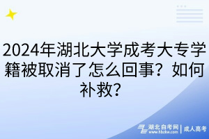 2024年湖北大學(xué)成考大專學(xué)籍被取消了怎么回事？如何補(bǔ)救？