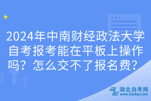 2024年中南財(cái)經(jīng)政法大學(xué)自考報(bào)考能在平板上操作嗎？怎么交不了報(bào)名費(fèi)？