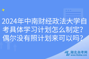 2024年中南財經(jīng)政法大學(xué)自考具體學(xué)習(xí)計劃怎么制定？偶爾沒有照計劃來可以嗎？