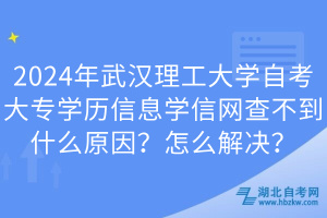 2024年武漢理工大學(xué)自考大專學(xué)歷信息學(xué)信網(wǎng)查不到什么原因？怎么解決？