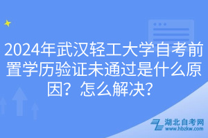 2024年武漢輕工大學自考前置學歷驗證未通過是什么原因？怎么解決？